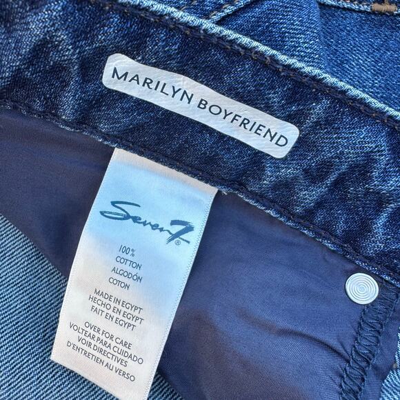 Seven7 Marilyn Boyfriend Ripped Jeans 10 Dark Wash High Rise - Picture 5 of 10